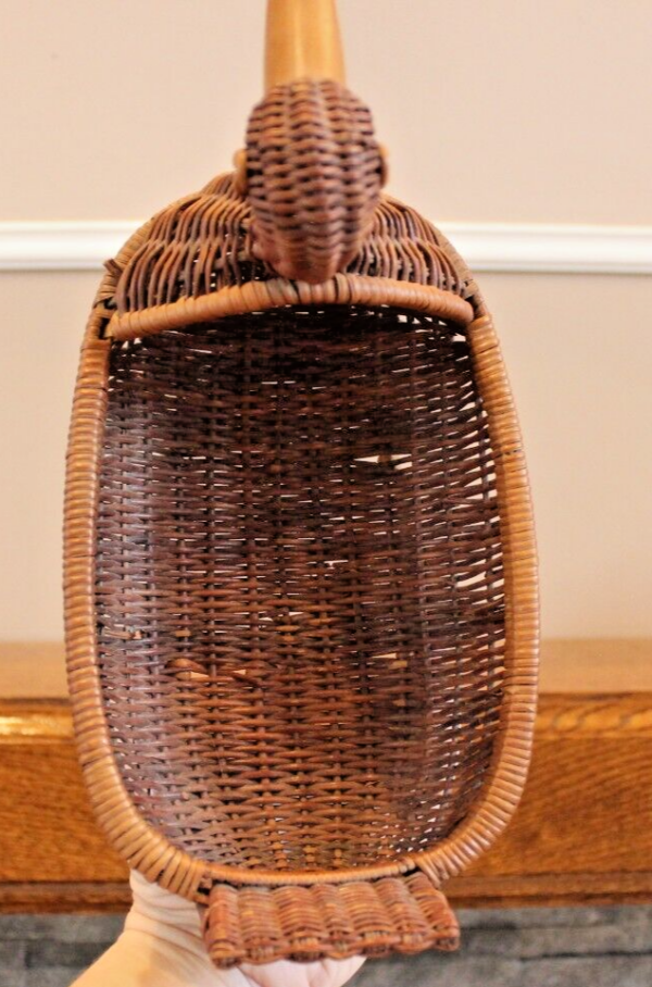 Vintage Wicker Duck Basket Planter Woven Rattan Boho Decor Vintage Wood Bill - Image 5