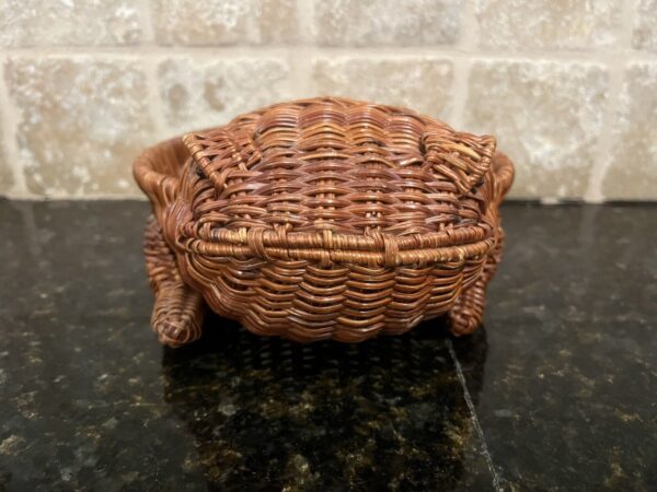 Vintage Wicker frog basket Boho rattan eyes, 9 in - Image 2