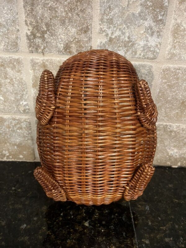 Vintage Wicker frog basket Boho rattan eyes, 9 in - Image 4