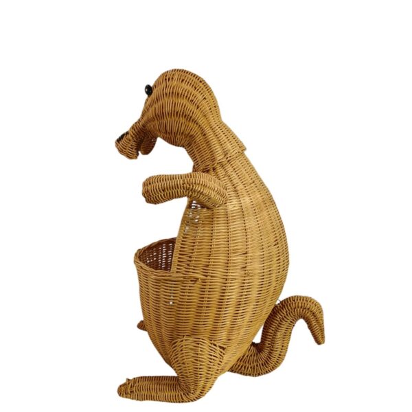 Vintage Wicker Kangaroo Storage Basket Hamper Plant Toilet Paper Holder 22" - Image 3