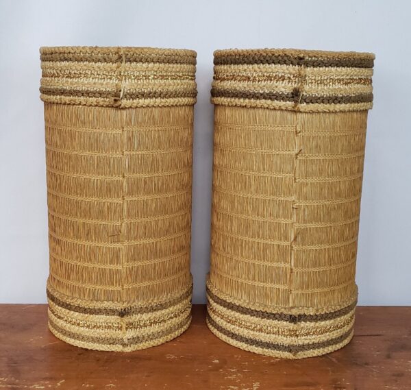 Vintage Wicker or Bamboo Rustic Home Decor Lamp Light Shades 14" Tall - Image 2