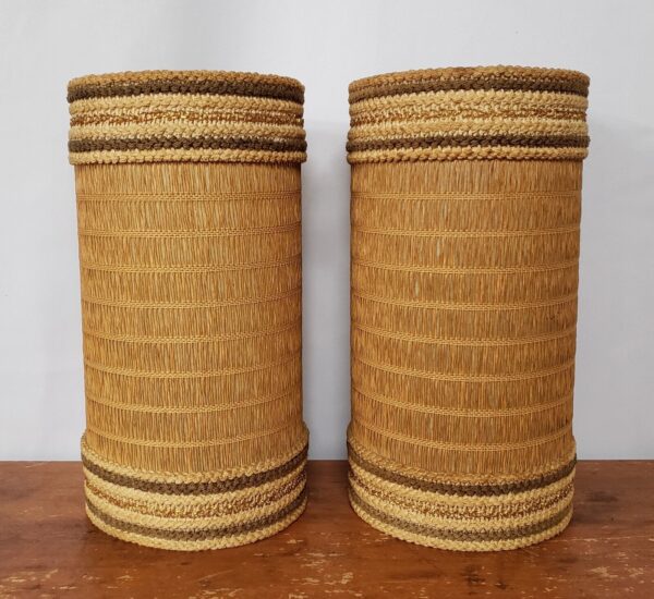 Vintage Wicker or Bamboo Rustic Home Decor Lamp Light Shades 14" Tall - Image 3