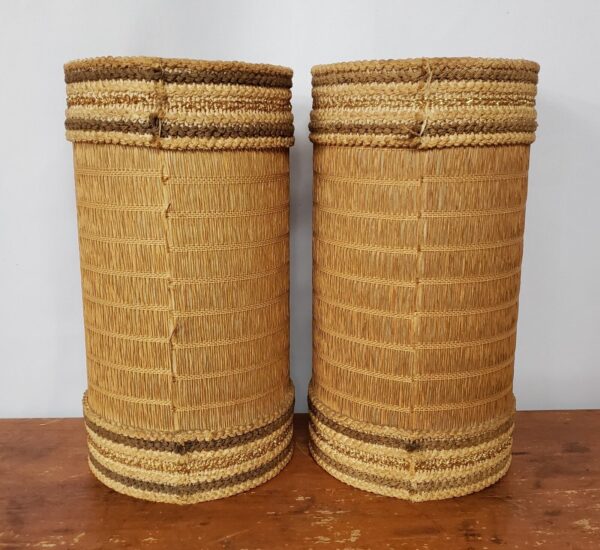 Vintage Wicker or Bamboo Rustic Home Decor Lamp Light Shades 14" Tall - Image 4