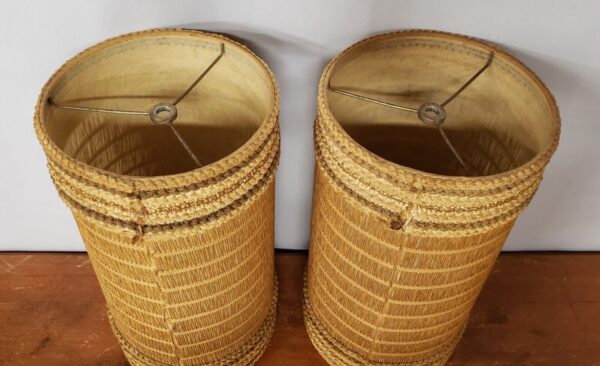 Vintage Wicker or Bamboo Rustic Home Decor Lamp Light Shades 14" Tall - Image 5