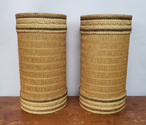 Vintage Wicker or Bamboo Rustic Home Decor Lamp Light Shades 14" Tall - Image 7