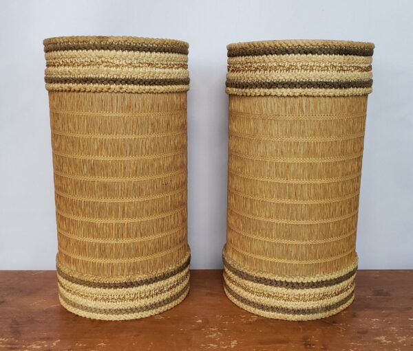 Vintage Wicker or Bamboo Rustic Home Decor Lamp Light Shades 14" Tall