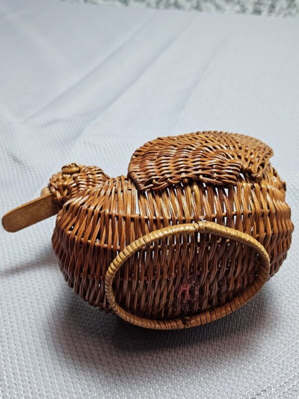 Vintage Wicker Rattan Duck Goose Woven Boho Basket - Image 3