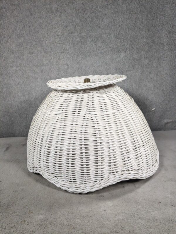 Vintage Wicker Rattan Hanging Lamp Shade Boho Mid Century Modern Woven 8" - Image 2