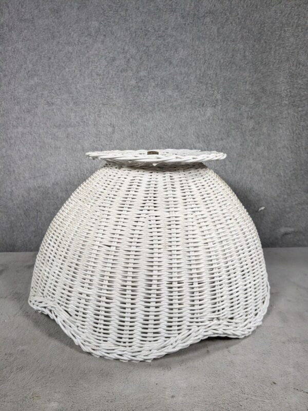 Vintage Wicker Rattan Hanging Lamp Shade Boho Mid Century Modern Woven 8" - Image 3