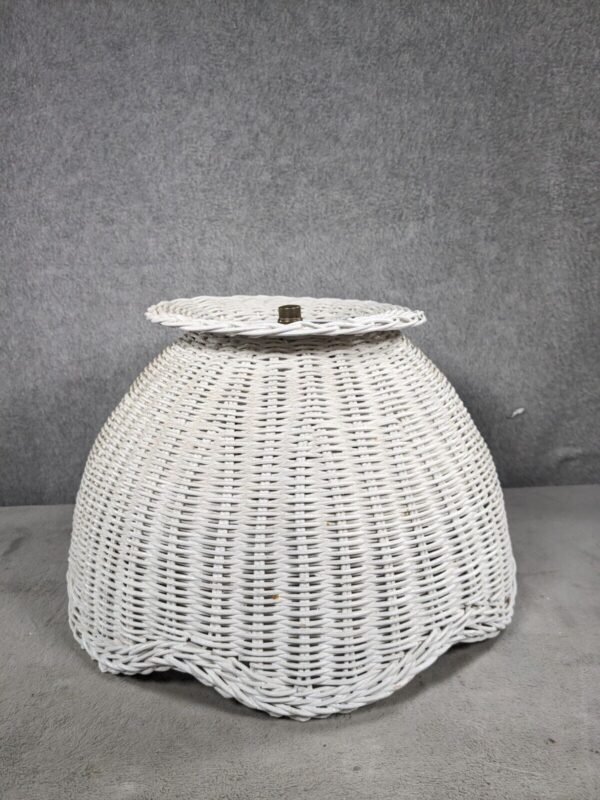 Vintage Wicker Rattan Hanging Lamp Shade Boho Mid Century Modern Woven 8" - Image 4