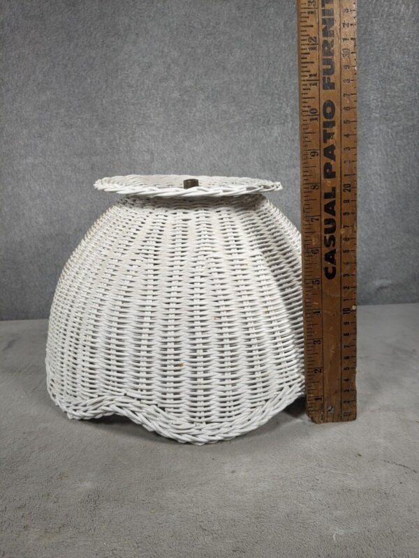 Vintage Wicker Rattan Hanging Lamp Shade Boho Mid Century Modern Woven 8" - Image 5