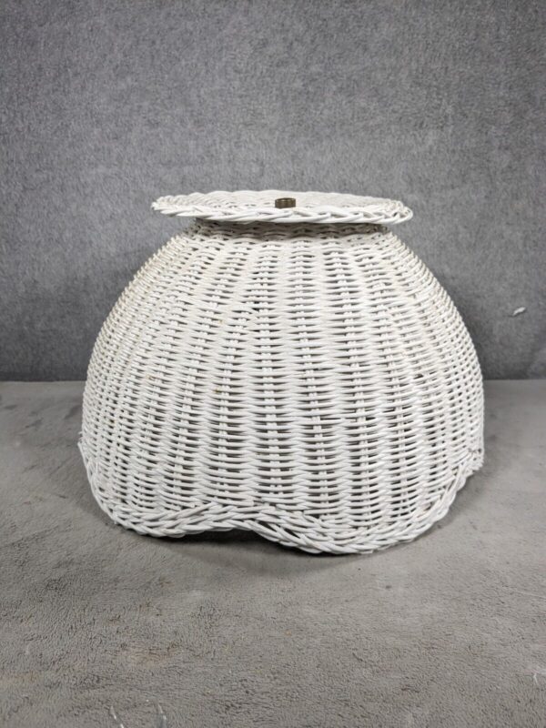 Vintage Wicker Rattan Hanging Lamp Shade Boho Mid Century Modern Woven 8"