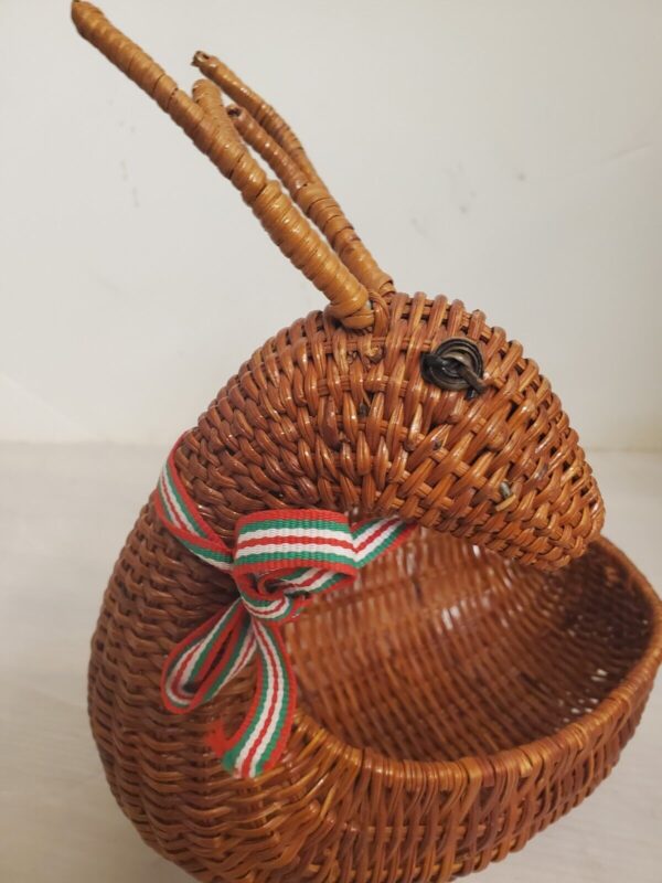 Vintage Wicker Rattan Reindeer Deer Woven Boho Basket -Hold Cosmetics, Candy - Image 2