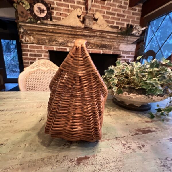 Vintage~Wicker Rattan Standing Basket~Wall Pocket~BOHO - Image 2