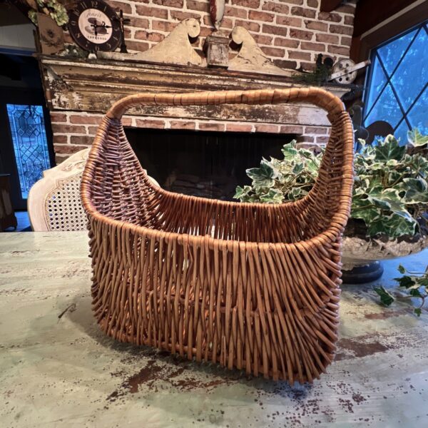 Vintage~Wicker Rattan Standing Basket~Wall Pocket~BOHO - Image 5