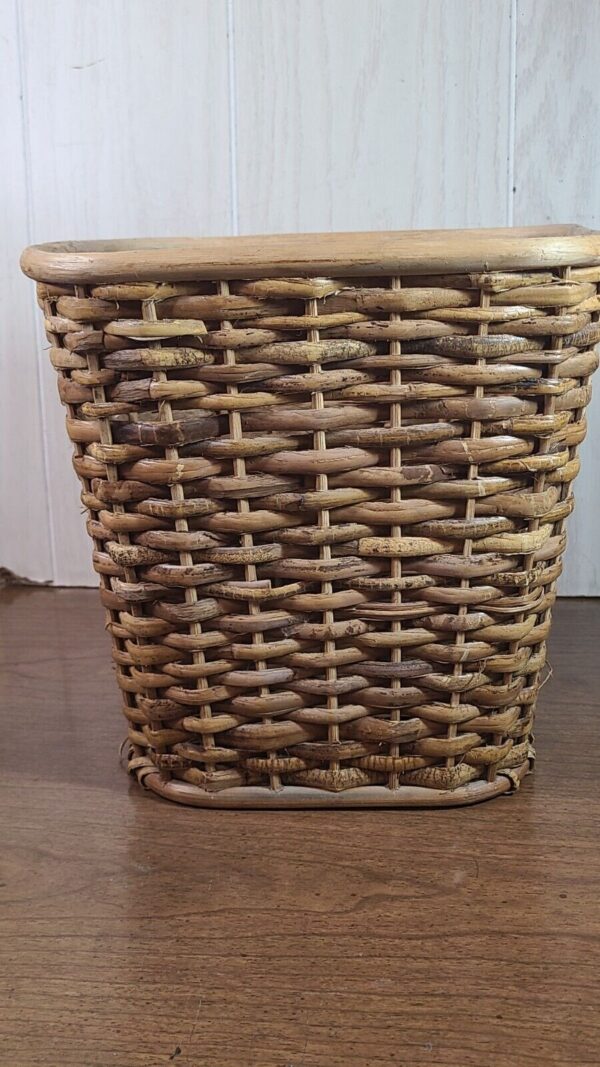 Vintage Wicker Waste Basket Woven Weave Boho - Image 3