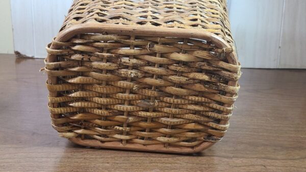 Vintage Wicker Waste Basket Woven Weave Boho - Image 6