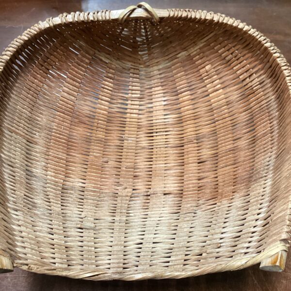 Vintage Wicker Winnowing Basket Woven Grain Scoop Boho Bohemian Decor - Image 3