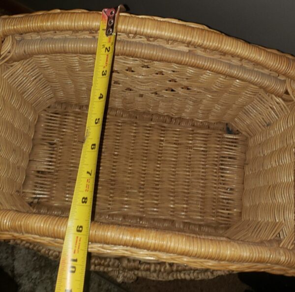 Vintage Wicker Woven Rattan Magazine Basket Holder Boho Cottage Beach - Image 3