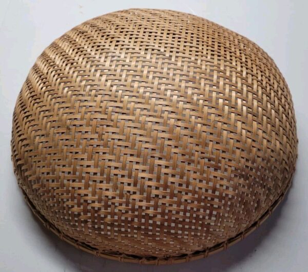 Vintage Winnowing Basket Bamboo Wicker Woven Round Large 17" Kitchen Boho Decor - Image 3