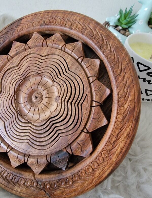 Vintage wood art decor basket Boho Chic Collectible - Image 3