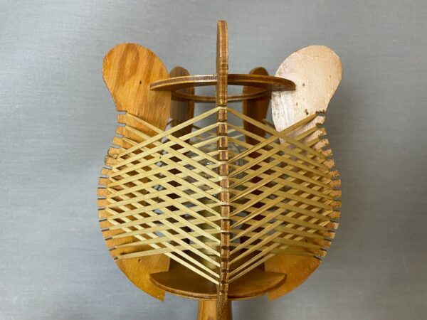 Vintage wood table lamp rattan lamp shade wooden lamp base wicker rustic - Image 5