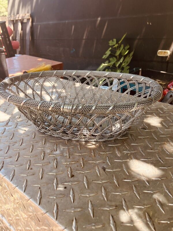 Vintage Woven Aluminum Bread Basket