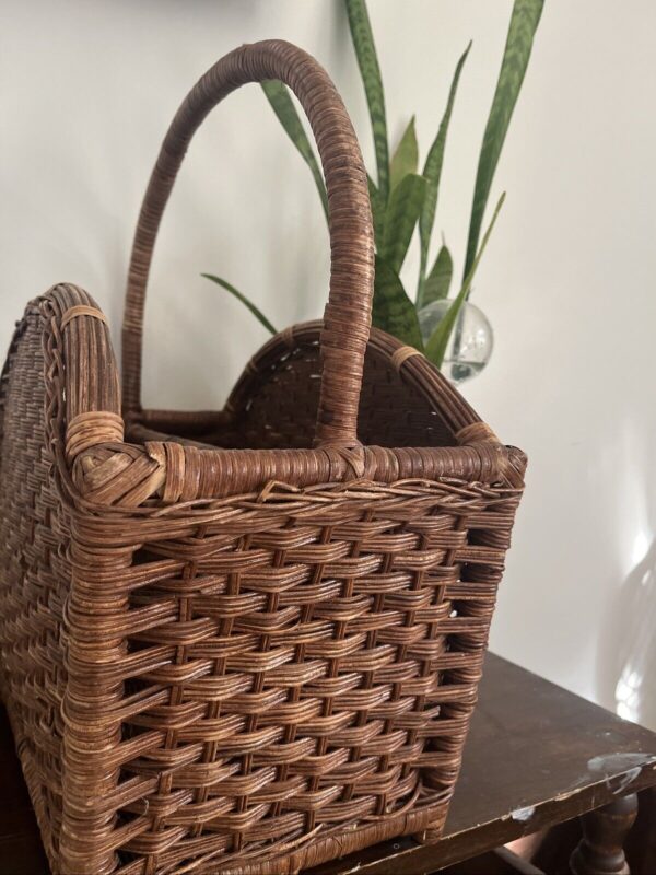 Vintage woven Basket Boho Magazine Rack - Image 2