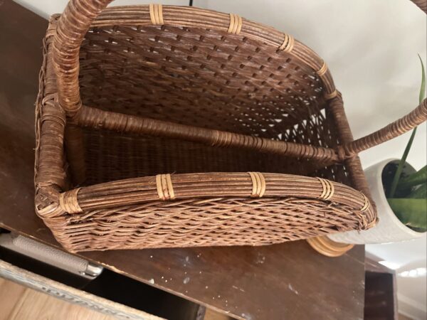 Vintage woven Basket Boho Magazine Rack - Image 5