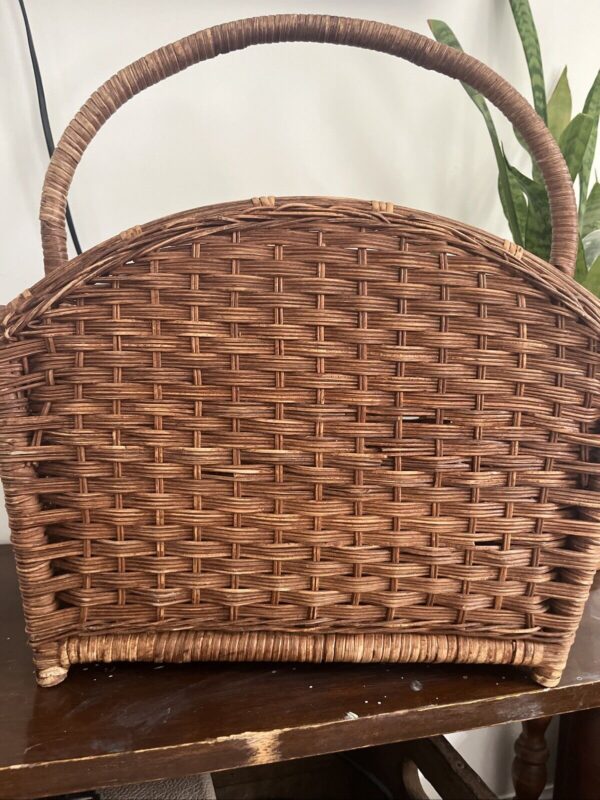 Vintage woven Basket Boho Magazine Rack