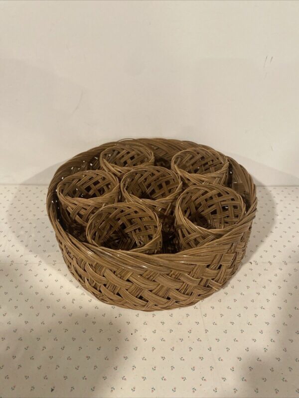 Vintage Woven Glass Coasters Boho Basket Caddy Glass Jacket Coasters Cup Holders