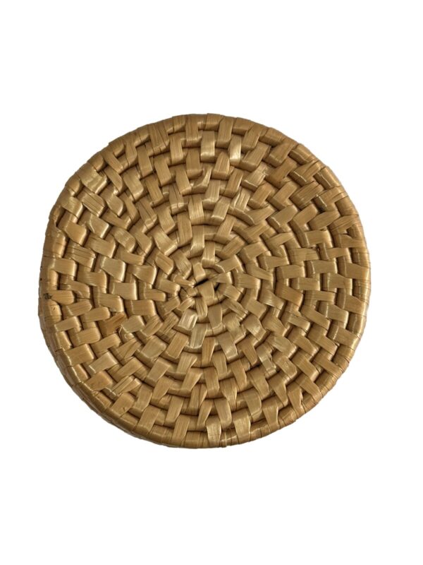 Vintage Woven In Lidded Round Trinket 4” Basket Cottage Bohemian Boho Straw - Image 4