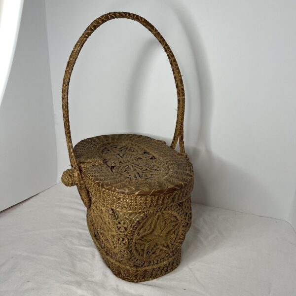 Vintage Woven Pine Straw Basket Purse Retro Boho