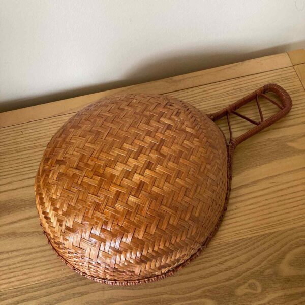 Vintage Woven Wicker Basket with Handle Boho Decor - Image 2