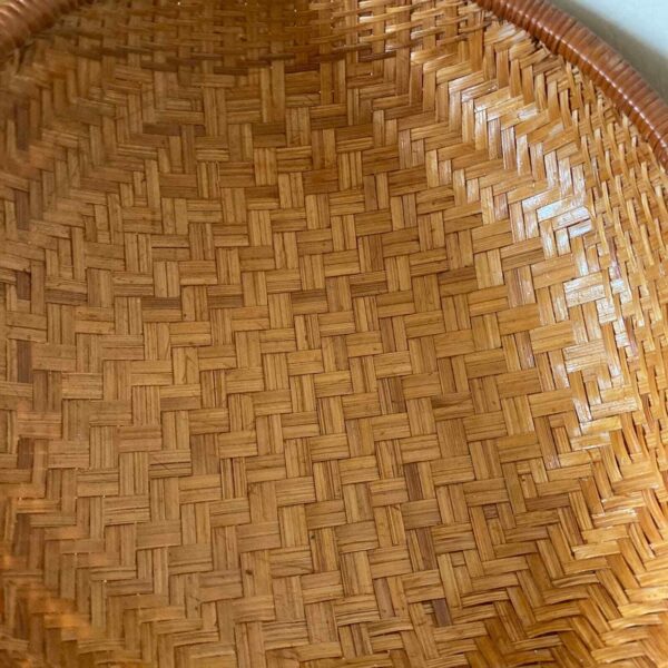 Vintage Woven Wicker Basket with Handle Boho Decor - Image 3