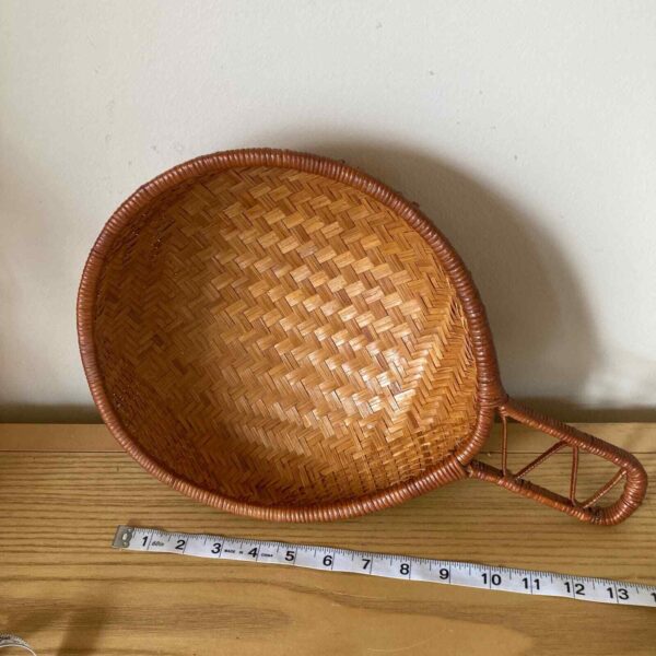 Vintage Woven Wicker Basket with Handle Boho Decor - Image 4