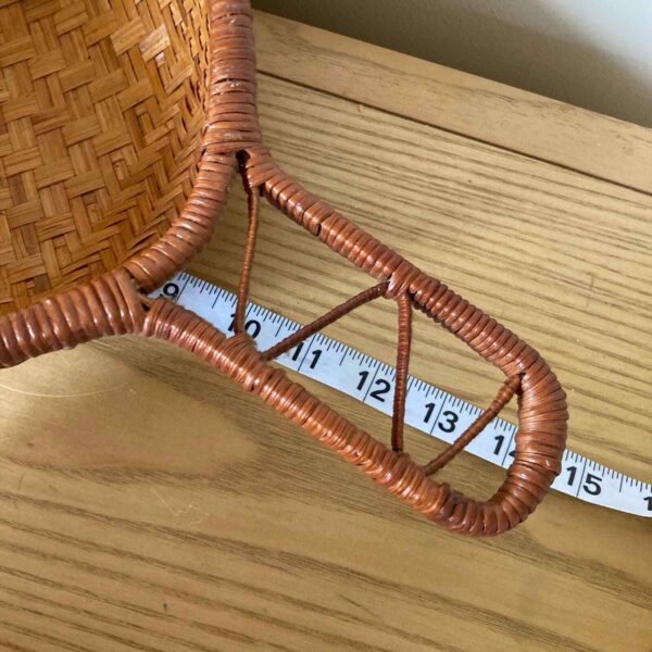 Vintage Woven Wicker Basket with Handle Boho Decor - Image 5