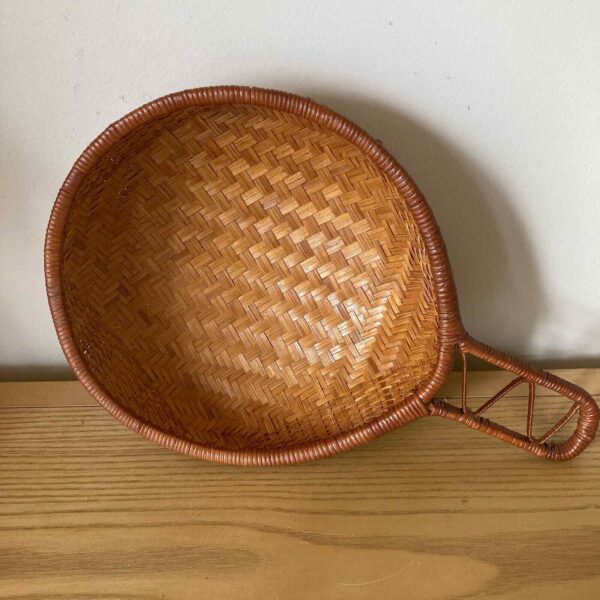 Vintage Woven Wicker Basket with Handle Boho Decor