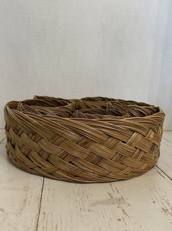 Vintage Woven Wicker Boho Round Serving Basket with 5 Cup Holders Sleeves - Image 2