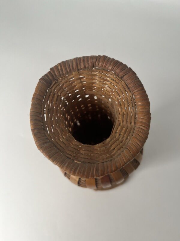 Vintage Woven Wicker Rattan Bamboo Boho Basket Vase 9in Tall Home Decor - Image 4