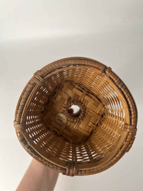 Vintage Woven Wicker Rattan Bamboo Boho Basket Vase 9in Tall Home Decor - Image 5