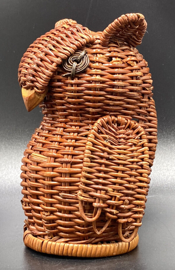 Vintage Woven Wicker Rattan OWL BASKET Mini Planter Potpourri Holder Shelf Art - Image 2