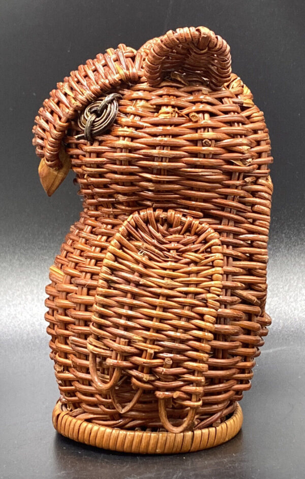 Vintage Woven Wicker Rattan OWL BASKET Mini Planter Potpourri Holder Shelf Art - Image 3