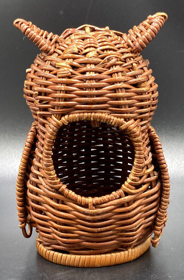 Vintage Woven Wicker Rattan OWL BASKET Mini Planter Potpourri Holder Shelf Art - Image 4