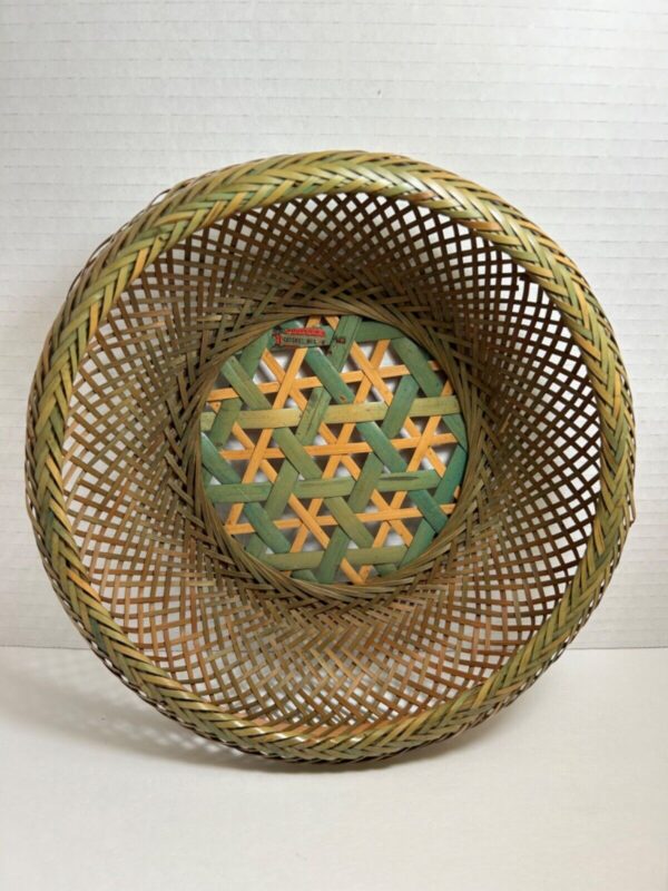 Vtg 1960’s Basket Rattan Wicker Weaved Display Boho Catskill Mountains Souvenir