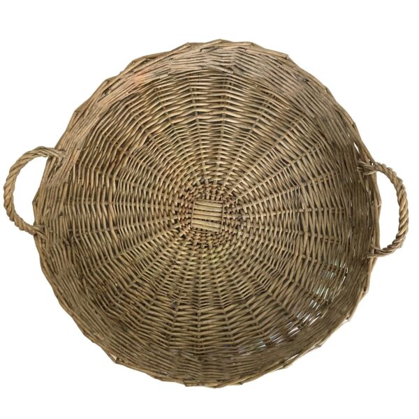 Vtg Antique Large 22” Round Wicker Rattan Basket Woven Flat Foraging Drying Boho