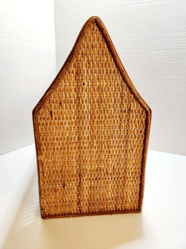 VTG Bamboo Rattan Magazine Floor Rack Holder MCM Record Stand Basket Boho 14x14" - Image 4