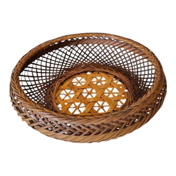 Vtg Basket Bowl Rattan Wicker Weaved Display Storage Boho Detailed Fall Autumn - Image 2