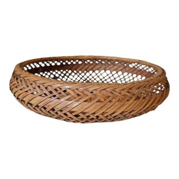 Vtg Basket Bowl Rattan Wicker Weaved Display Storage Boho Detailed Fall Autumn - Image 3