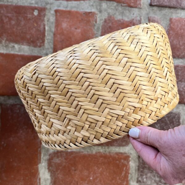 VTG Boho Grass Basket W/Lid 10" Round Mexican Tarahumara Zig Zag Double Weave - Image 2